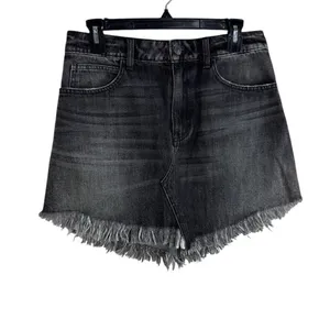 We The Free Womens Faded Black Denim Skirt Size 27 High Rise Cutoff Raw Hem Y2K thumbnail 2
