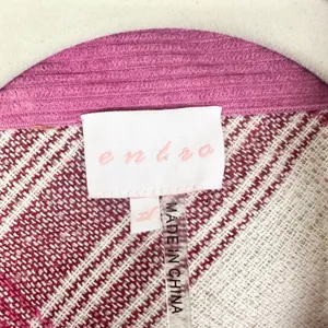 Entro Plaid Shacket Size XL Pink Corduroy Trim Button Front thumbnail 6