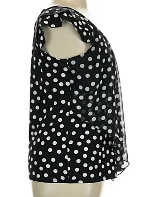 Dress Barn Super Cute Black Blouse with White Polka Dots, XL thumbnail 3