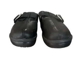 Crocs Cobbler Buckle Clog Shoes Women Size 10 Black Leather‎ Wedge Slip On thumbnail 2