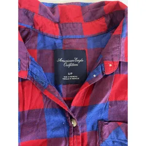 american eagle FLANNEL Plaid Button-Up SIZE S Gorpcore Casual RED BLUE thumbnail 4