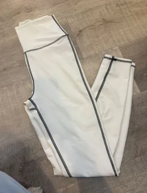 WeWoreWhat High-Rise Contrast Stitch Leggings - Cream/Black‎ - Size S thumbnail 1