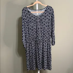 Perseption Concepts‎ Navy Geometic Patterned Dress 3/4 Sleeve XL thumbnail 2