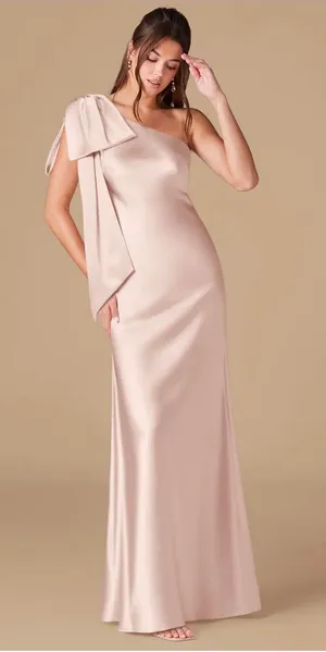 Azazie Pink One Shoulder Dress thumbnail 1