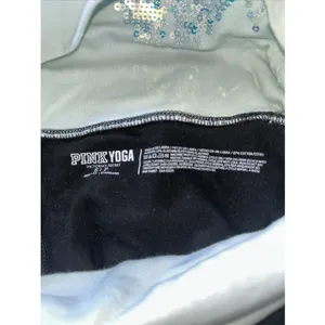 PINK Victorias Secret Yoga Pants Black Flare Sequin Foldover Waist Small Regular thumbnail 7