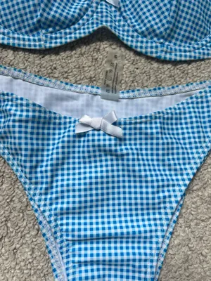 Blue and white gingham bikini SHEIN thumbnail 2