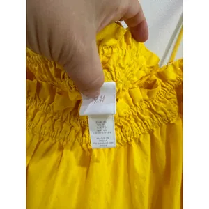 H&M Yellow Spaghetti‎ Strap Peasant Mini Dress 100% Cotton Size XL thumbnail 4