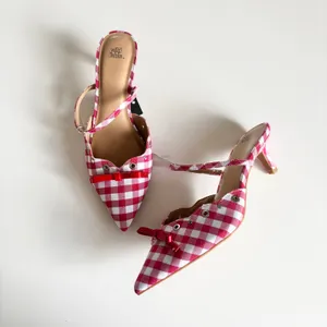 Wild Fable Lysandra Gingham Eyelet Kitten Heels Women's 8 Red & White Coquette thumbnail 8