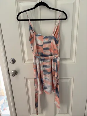 Selfie Leslie Bebe Satin Cowl Neck Wrap Dress Watercolor Print Multi Size Small thumbnail 4