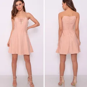 New Tags Rare London Crochet Suede Dress thumbnail 2