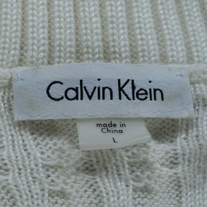 Calvin Klein Womens Cream Cable Knit Shawl Collar Toggle Sweater Dress Large thumbnail 5