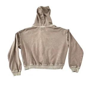 American‎ Eagle Cropped Zip Up Hoodie Sweatshirt Womens Small Brown Mineral Wash thumbnail 8