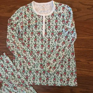 ROLLER RABBIT Women's Monkey Mas Pajamas Christmas Pajamas Size XS Matching Set thumbnail 3