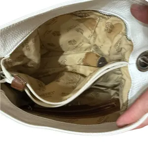 I Medici Firenze Italian White & Brown Genuine 100% Pebbled Leather‎ Handbag thumbnail 12
