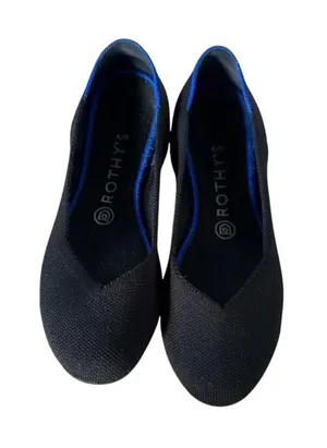 Rothy's Black Ballet Flats with Blue Trim EUC thumbnail 1