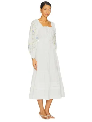 Damson Madder Junia Midi Dress in Embroidered 6 New Floral Cotton thumbnail 3
