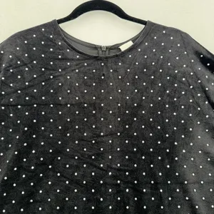 H&M Velvet Rhinestone Dress Women’s XXL Black Short Sleeve Mini Holiday Party thumbnail 3