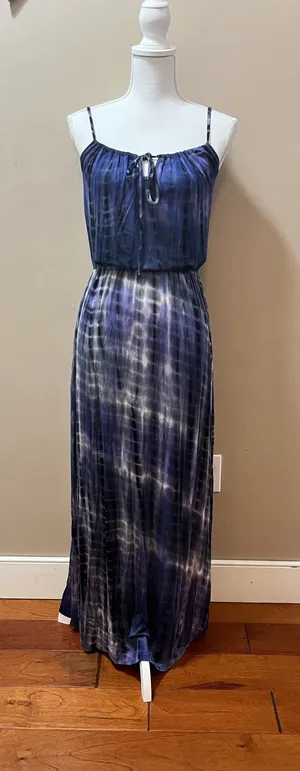 Purple and White Tie Dye Maxi Dress Size Medium thumbnail 1