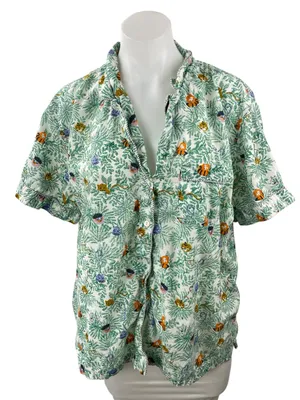 Roller Rabbit Women's Green Palm Tree Button Down Sleepwear Shirt Pajama Top XL thumbnail 1