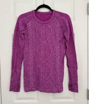 Lululemon Restless Pullover Purple Size 8 Cable Knit thumbnail 1