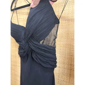 Cache Vintage Black 100% Silk Maxi Gown Mesh Panels Sweetheart Dress Size 4 thumbnail 3