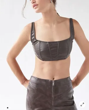 UO Out From Under Brown Vegan Leather Corset Top Bralette‎ Bustier Festival Med thumbnail 1