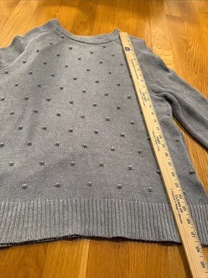 Old navy grey crew neck popcorn stitches sweater size xlarge, thumbnail 5