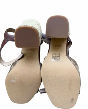 NEW Coach Logo Maddy Sandal Khaki Saddle Summer Woven Block Heel $198.00 Tan thumbnail 8