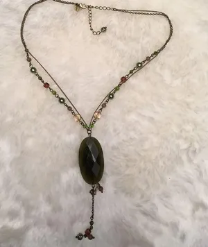 Lia Sophia Vintage Green Beaded Necklace thumbnail 1