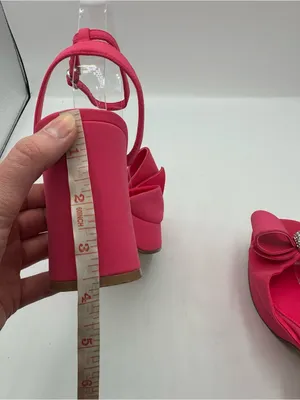 Steve Madden Aerin Satin Platform Heels Rhinestone Bow Pink size‎ 8 Barbiecore thumbnail 7