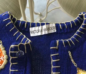 Vintage Victoria Harbour Embellished Christmas Sweater Cardigan Blue Ugly thumbnail 5