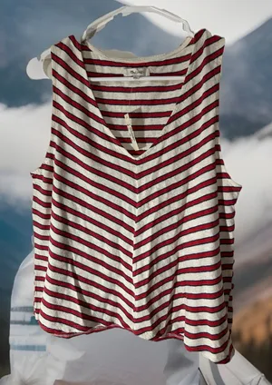 Chic Madewell M Chevron Stripe Swing Tank‎ Linen Blend Top Sleeveless OLDSTOCK thumbnail 1
