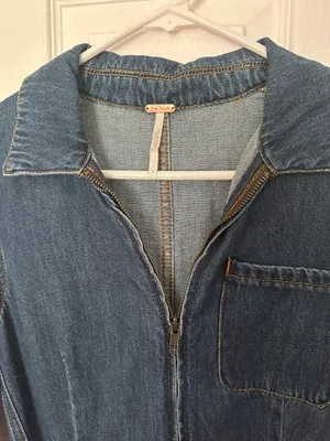 Free People Denim Long Sleeve Romper thumbnail 3