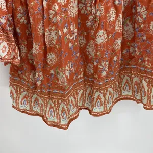 C&C California Boho Printed Ruffle Blouse Tunic Top deep v neck thumbnail 8