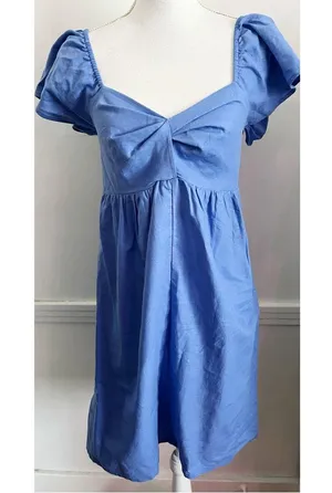 LA Relaxed • NWT Blue Tie Back Short Sleeve Dress thumbnail 1