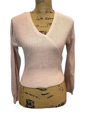 Light Pink Knit Wrap-Style Sweater thumbnail 1
