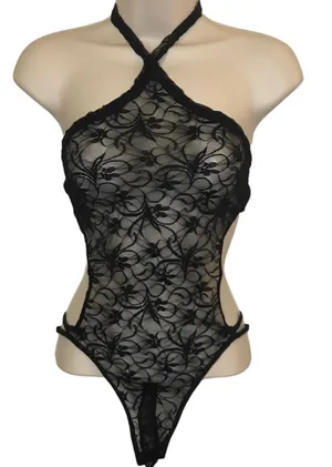 Black Halter neck backless strappy Teddy Lingerie. New. Size Medium thumbnail 4