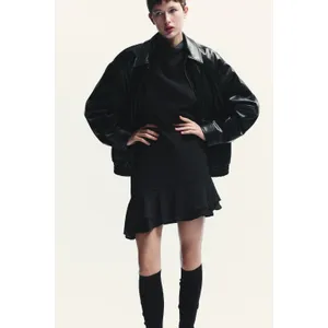 NWT Zara Black Halter Asymmetrical Ruffle Mini Dress Medium Fairy Whimsigoth thumbnail 3