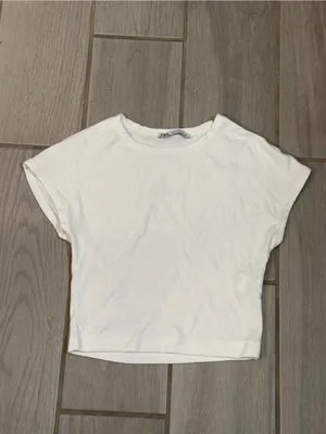 Zara Cream Cropped Crewneck Tee thumbnail 3