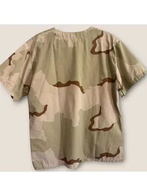 Desert Camouflage Scrub Top V-Neck 3 Pocket Tan Brown Green thumbnail 4