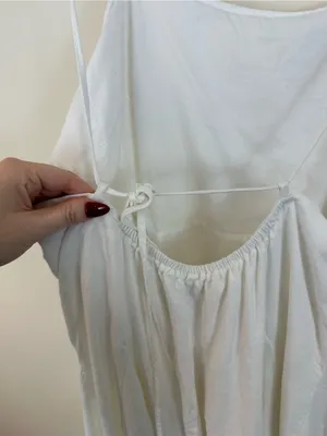 A New Day White Linen Blend A-Line Strappy Mini Dress Size Large Women's thumbnail 6