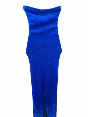 Blue White Fox Boutique Dress Maxi Strapless thumbnail 2