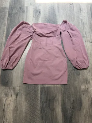Princess Polly Draped Square Neck Puff Sleeve Mini Dress in Blush thumbnail 4