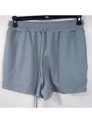 SHEIN Women’s Ribbed Lounge Set Blue Gray Crop Tank & Shorts Size Large thumbnail 2