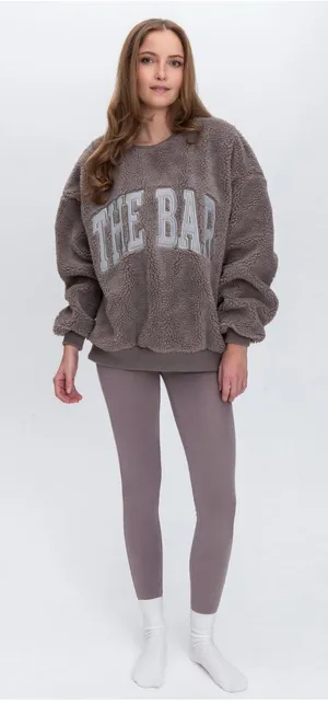 The Bar Gigi Sweatshirt Cinder/Grey Size XL Sherpa Teddy Loungewear Oversized thumbnail 1