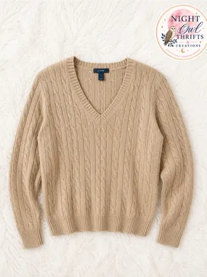 J. Crew Cable Knit V-Neck Sweater - Women’s Size Large ~ Cozy Fall Layering thumbnail 5
