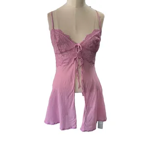 Victoria's Secret Lace Trim Camisole Nightgown Pink Silk Y2K Vintage XS thumbnail 2