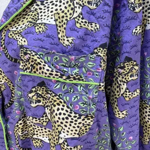 PrintFresh Long Pajama Set Size L‎ Purple Bagheera Leopard Print Organic Cotton thumbnail 3
