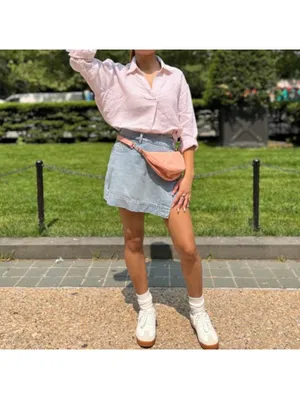 Uniqlo Drapey Denim Skort Light Blue Wash NWT XS thumbnail 2