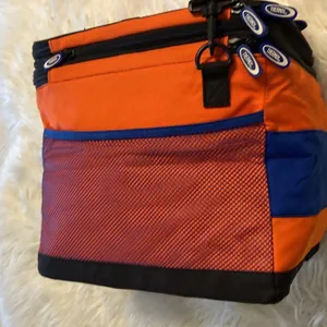 THERMOS Lunch Bag pretty big orange and Blue color BNWOT long 13” wide 12” thumbnail 7